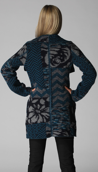 Teal Buckle Wrap Wool Sweater Coat