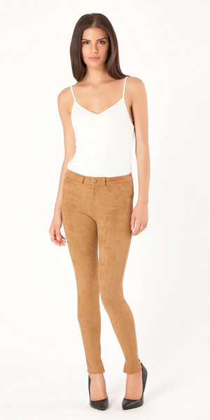 Camel Brown Ultra Suede Skinny Pants