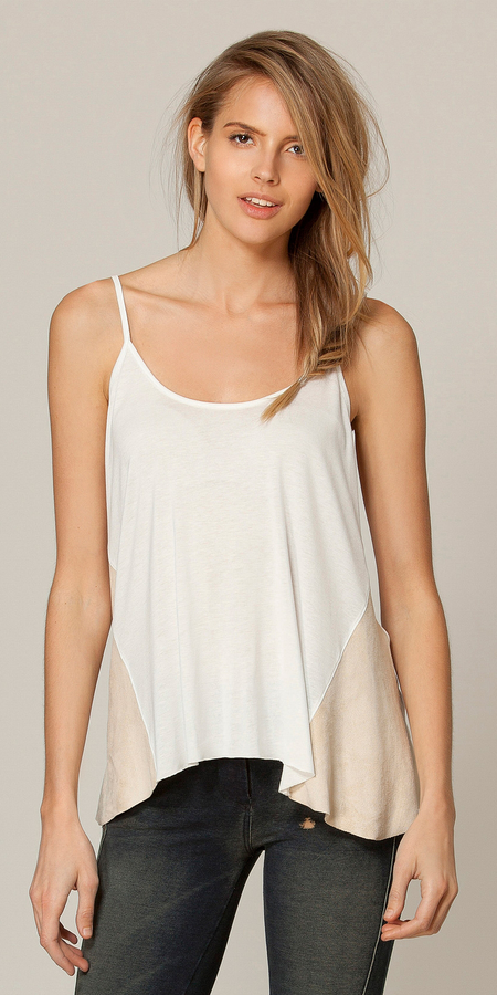 Lace Trimmed Knit Tank Top
