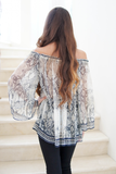 Reptile Print Off Shoulder Silk Blouse