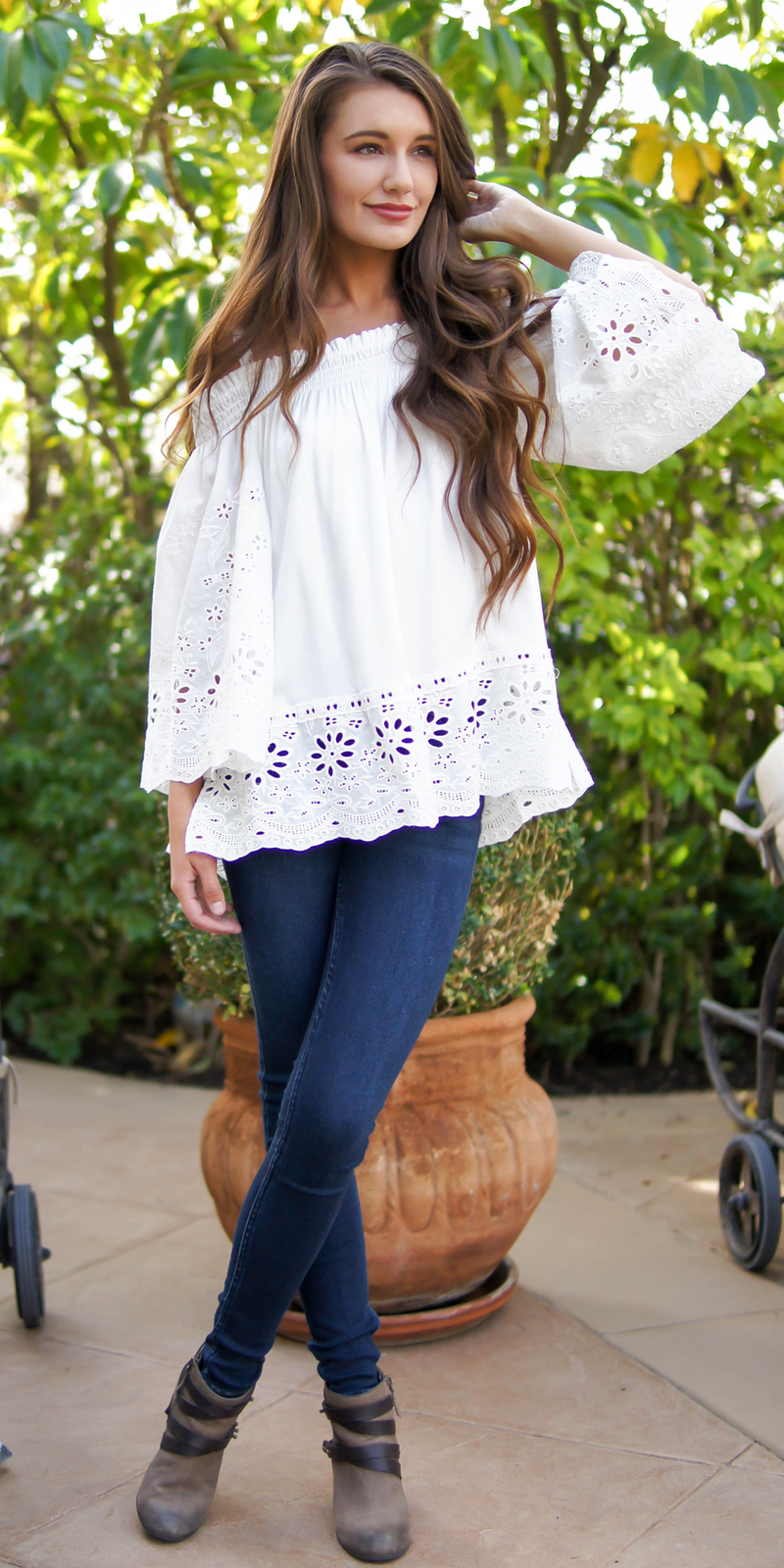 Floral Eyelet Tunic Top – Posh At Play