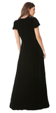 Black Flutter Sleeve Silk Velvet Maxi Dress
