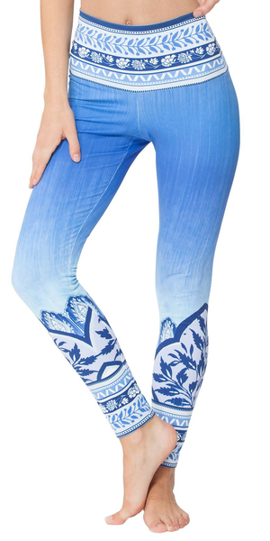 Blue Printed High Waist Leggings