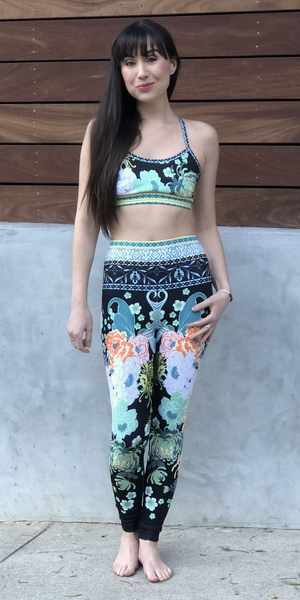 Mint Green Printed High Waist Leggings