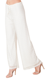 Ivory White Crochet Wide Leg Pants