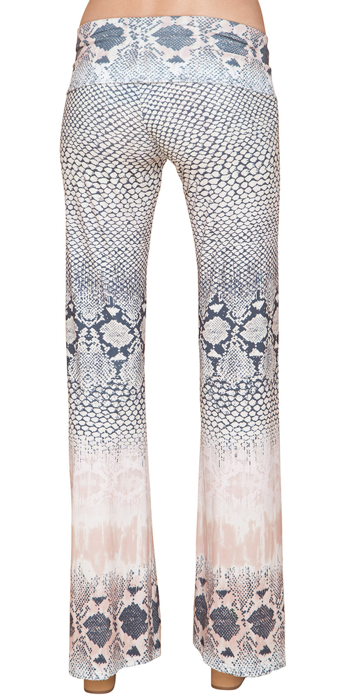 Taupe Beige Printed Jersey Flare Pants