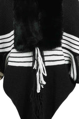 Striped Fringe Detail Long Sleeve Cardigan