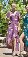 Purple Wrap Floral Maxi Dress