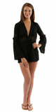 Black Bell Sleeve Romper with Lace Insert