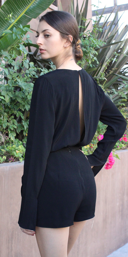 Shorts romper with long top back