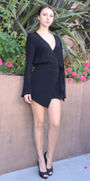 Black Wrap Front Romper Shorts
