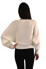 Ivory Dolman Drop Shoulder Knit Sweater