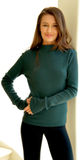 Forrest Green Mock Neck Soft Ribbed Knit Top
