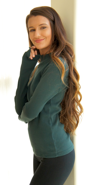 Forrest Green Mock Neck Soft Ribbed Knit Top