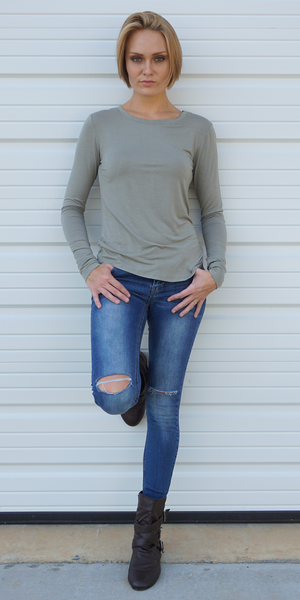 Light Green Essential Long Sleeve Knit Top