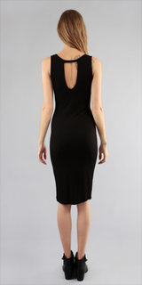Black Sleeveless Fitted Ribbed Knit Dress