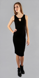 Black Sleeveless Fitted Ribbed Knit Dress