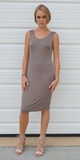 Beige Cut Out Back Bodycon Dress