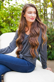 Grey Long Sleeve Knot Front Knit Top
