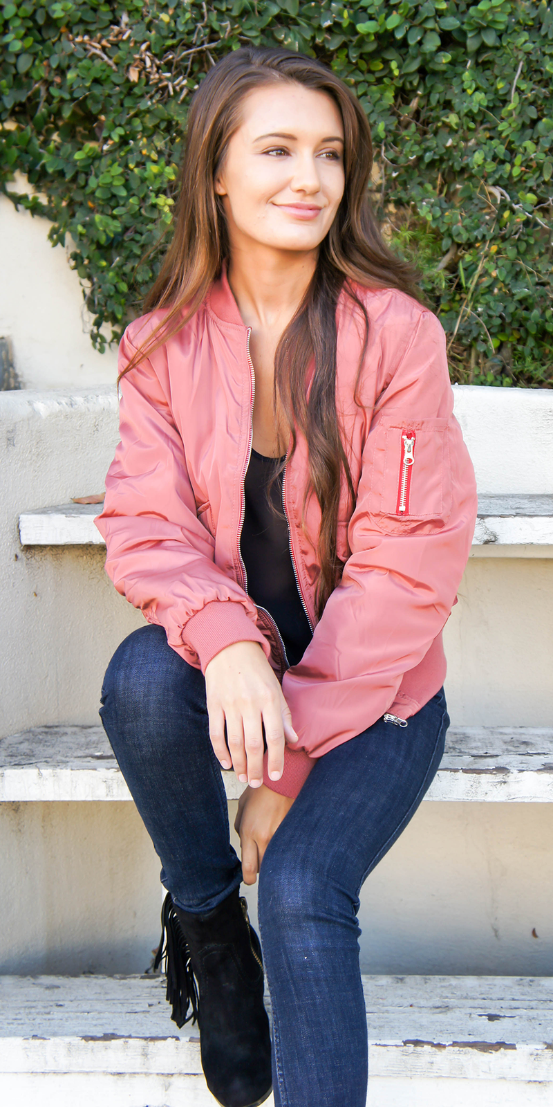 Dusty pink outlet bomber jacket