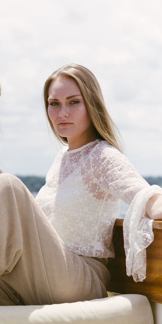 Bell sleeve top mesh top