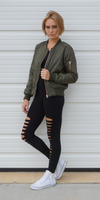 Olive Green Zip Bomber Jacket