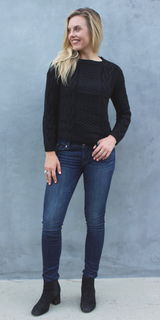 Black High Low Cable Knit Sweater