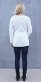 White High Low Cable Knit Sweater