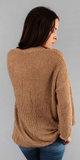 Khaki Beige Distressed Choker Neck Sweater