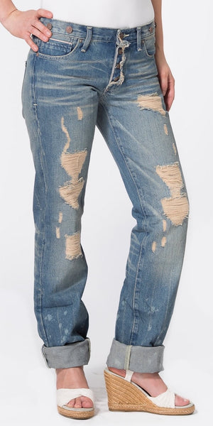 Stonewash Distressed Boyfriend Jeans