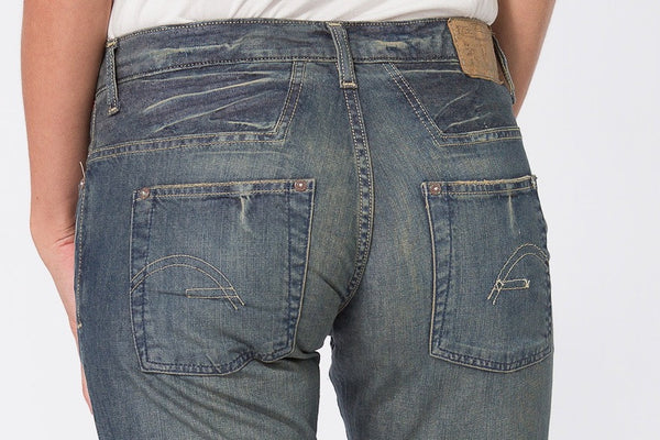 Medium Wash Distressed Boyfriend Jeans
