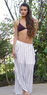 Sheer White And Black Striped Pants